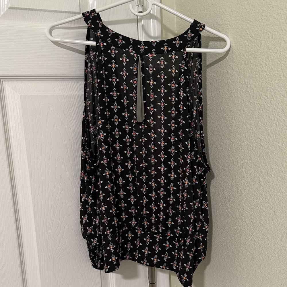 Express Black Floral Sleeveless Blouse